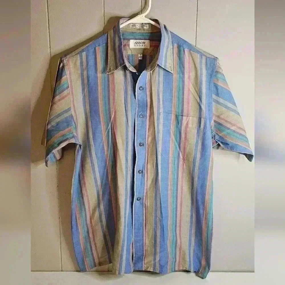 Vintage Arrow Sport Short Sleeve Button Up, Medium